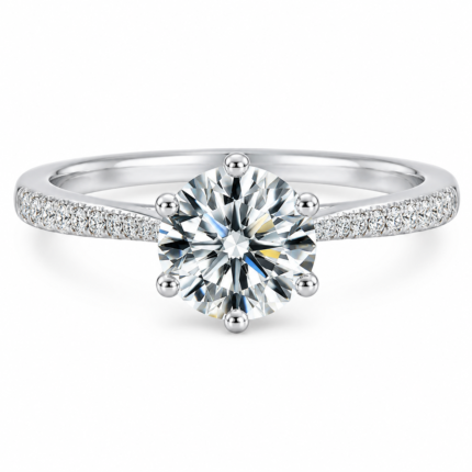 Single Row Six-Prong Moissanite Ring