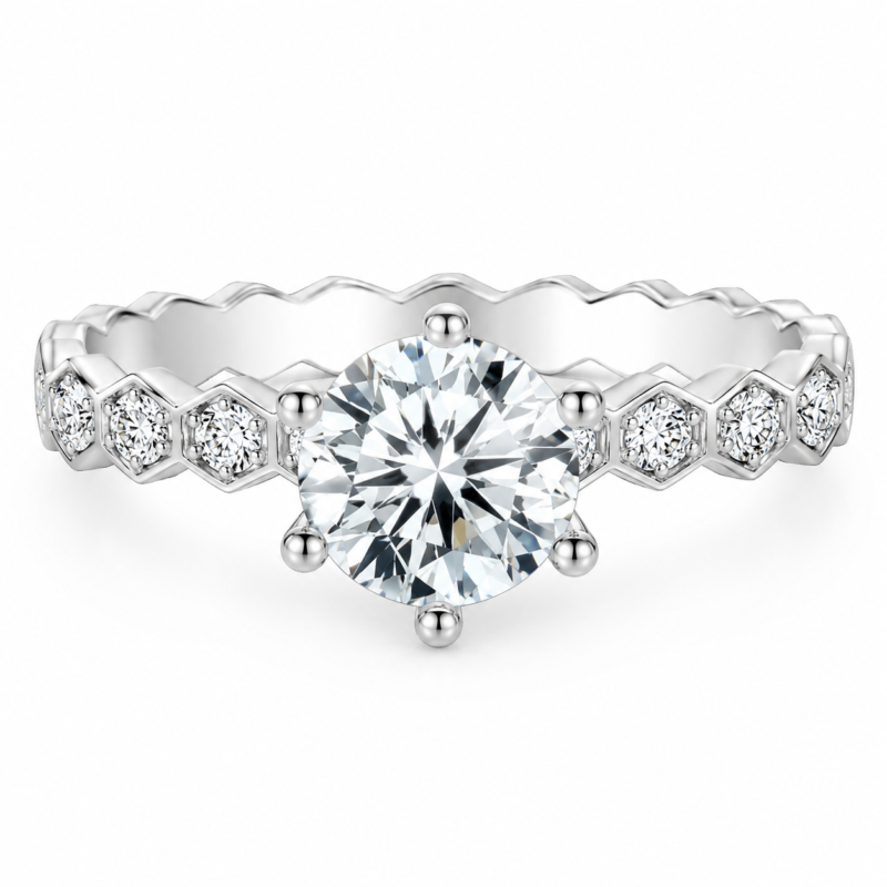 Honeycomb Moissanite Ring