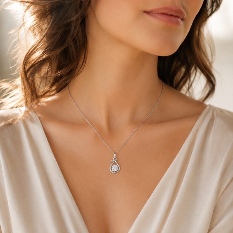 Lucky Pouch Moissanite Pendant Necklace second image
