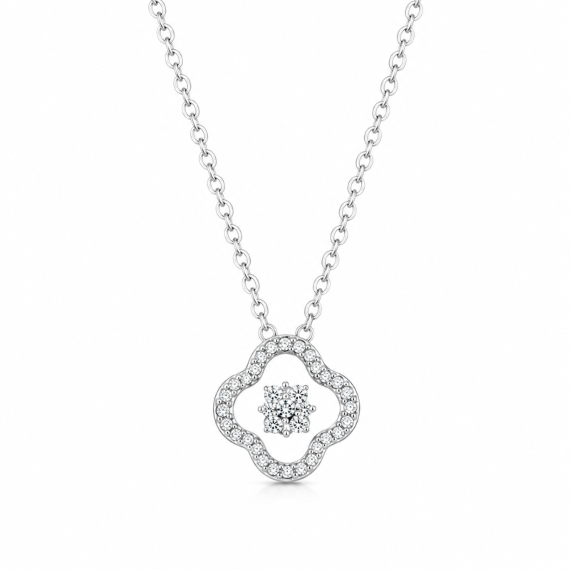 Dancing Clover Moissanite Necklace
