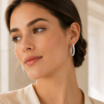 Elegant Diamond Hoop Earrings for Women | Sunshine Jewelry - Image 2