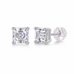Asscher Cut Diamond Stud Earrings in White Gold | Sunshine Jewelry