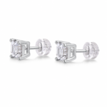 Asscher Cut Diamond Stud Earrings in White Gold | Sunshine Jewelry - Image 3