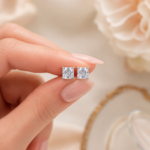 Asscher Cut Diamond Stud Earrings in White Gold | Sunshine Jewelry - Image 5