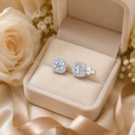 Radiant Glow Square Halo Stud Earrings – Everyday Elegance - Image 6