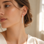 Pavé Bar Drop Earrings in Sterling Silver | Sunshine Jewelry - Image 2