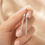Pavé Bar Drop Earrings in Sterling Silver | Sunshine Jewelry - Image 6