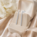 Pavé Bar Drop Earrings in Sterling Silver | Sunshine Jewelry - Image 5