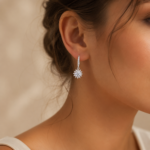 Floral Halo Dangle Earrings in Sterling Silver | Sunshine Jewelry – Image 2