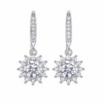 Floral Halo Dangle Earrings in Sterling Silver | Sunshine Jewelry