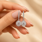 Floral Halo Dangle Earrings in Sterling Silver | Sunshine Jewelry – Image 5