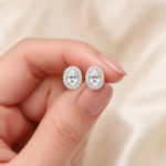 Radiant Oval Halo Stud Earrings – Timeless Everyday Elegance - Image 5
