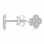 Quatrefoil Pavé Stud Earrings in Sterling Silver | Sunshine Jewelry - Image 3
