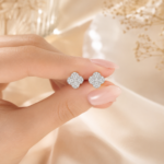 Quatrefoil Pavé Stud Earrings in Sterling Silver | Sunshine Jewelry - Image 5