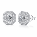 Radiant Octagon Halo Stud Earrings – Timeless Everyday Sparkle