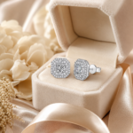 Radiant Octagon Halo Stud Earrings – Timeless Everyday Sparkle - Image 6