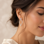 Radiant Diamond Frame Earrings - Modern Elegance in Every Moment - Image 2
