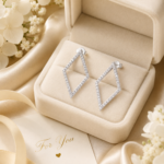 Radiant Diamond Frame Earrings - Modern Elegance in Every Moment - Image 6