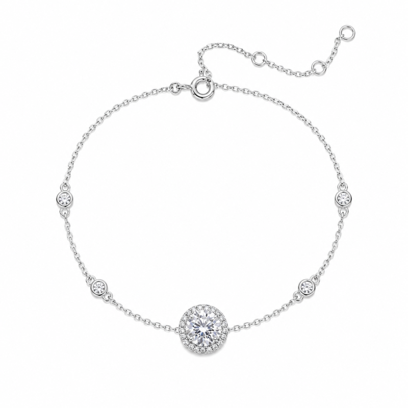 Radiant Halo Station Bracelet – Timeless Sparkle for Every Moment