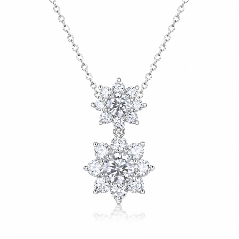 Radiant Double Snowflake Necklace – Timeless Sparkle for Every Moment