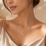 Radiant Crescent Moon Necklace – Timeless Sparkle for Every Moment - Image 2