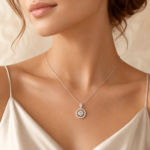 Radiant Halo Circle Necklace – Timeless Sparkle for Every Moment - Image 2