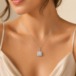 Radiant Cushion Halo Necklace – Timeless Sparkle for Every Moment - Image 2