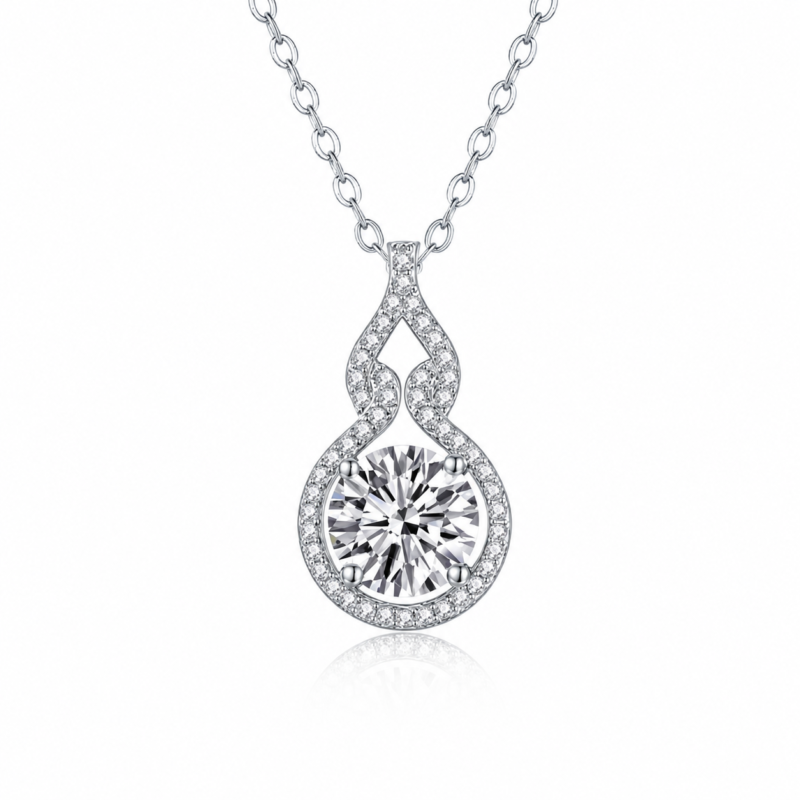 Radiant Twist Halo Necklace – Timeless Sparkle for Every Moment