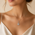 Radiant Pear Halo Necklace - Image 2
