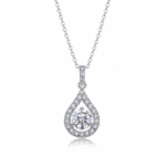Radiant Pear Halo Necklace – Timeless Sparkle for Every Moment