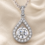 Radiant Pear Halo Necklace - Image 4