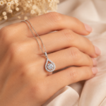 Radiant Pear Halo Necklace - Image 5