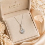 Radiant Pear Halo Necklace - Image 6