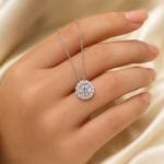 Radiant Round Halo Necklace – Image 5