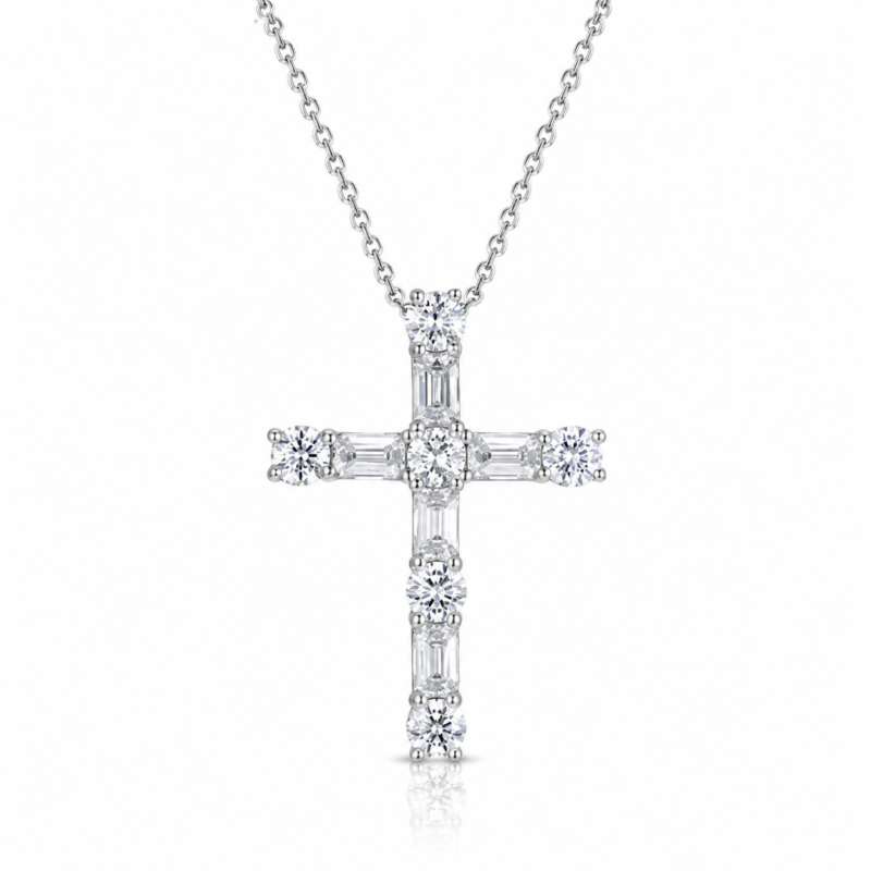 Radiant Diamond Cross Necklace – Elegant Faith & Timeless Sparkle
