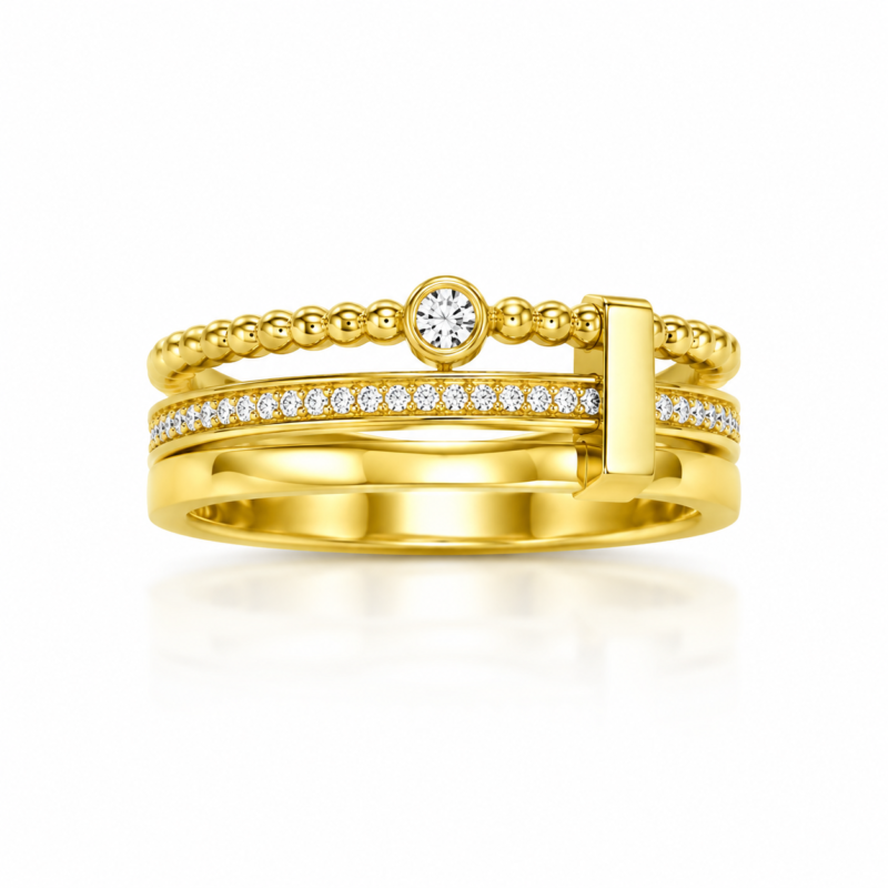 Radiant Double Row Pavé Ring – Elegant Sparkle for Every Moment