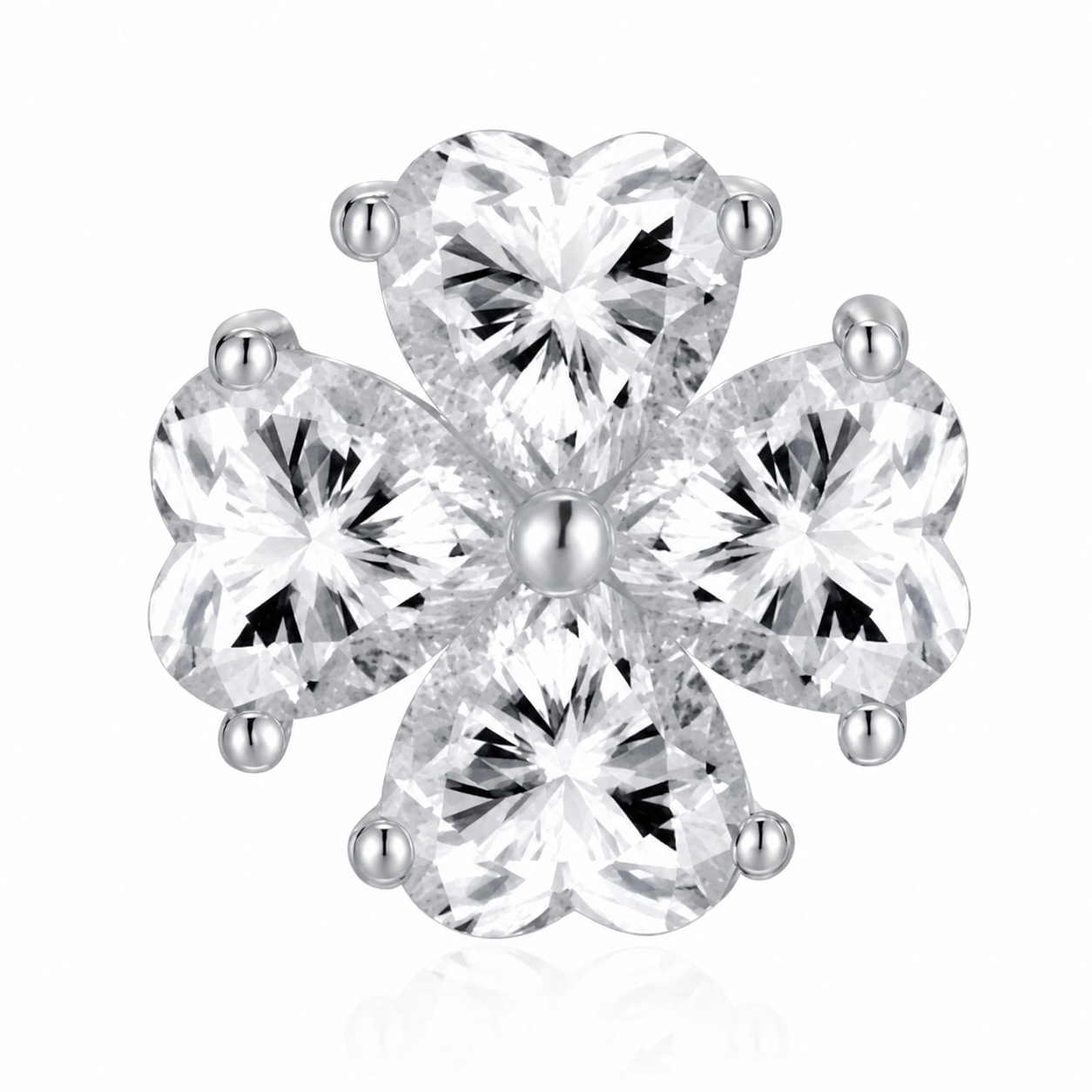 ChatGPT Image 2026年6月3日 15_28_06 (2) Sparkling Heart Petal Flower Necklace – Lucky Clover Diamond Pendant - Image 1