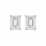 Emerald Cut Diamond Stud Earrings – Elegant Sterling Silver Ear Studs