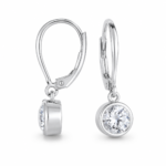 Classic Bezel Set Dangle Earrings – Elegant Sterling Silver Earrings - Image 4