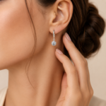 Classic Bezel Set Dangle Earrings – Elegant Sterling Silver Earrings - Image 3