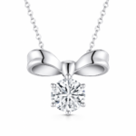 Bow Tie Pendant Necklace – Elegant Sterling Silver Necklace with Sparkling Stone
