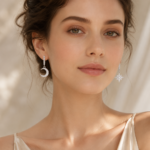 Celestial Moon & Star Drop Earrings – Sparkling Asymmetrical Earrings for Women - Image 2
