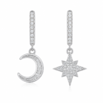 Celestial Moon & Star Drop Earrings – Sparkling Asymmetrical Earrings for Women