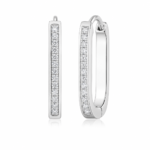 Princess Cut Diamond Hoop Earrings – Elegant Sterling Silver Huggie Hoops