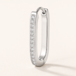 Princess Cut Diamond Hoop Earrings – Elegant Sterling Silver Huggie Hoops - Image 4