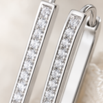 Princess Cut Diamond Hoop Earrings – Elegant Sterling Silver Huggie Hoops - Image 5