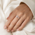 Sparkling X Cross Ring – White Gold Plated Minimalist Promise Ring for Women | Sunshine Jewelry - Image 2
