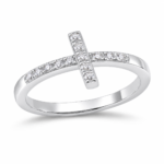 Sparkling X Cross Ring – White Gold Plated Minimalist Promise Ring for Women | Sunshine Jewelry - Image 3