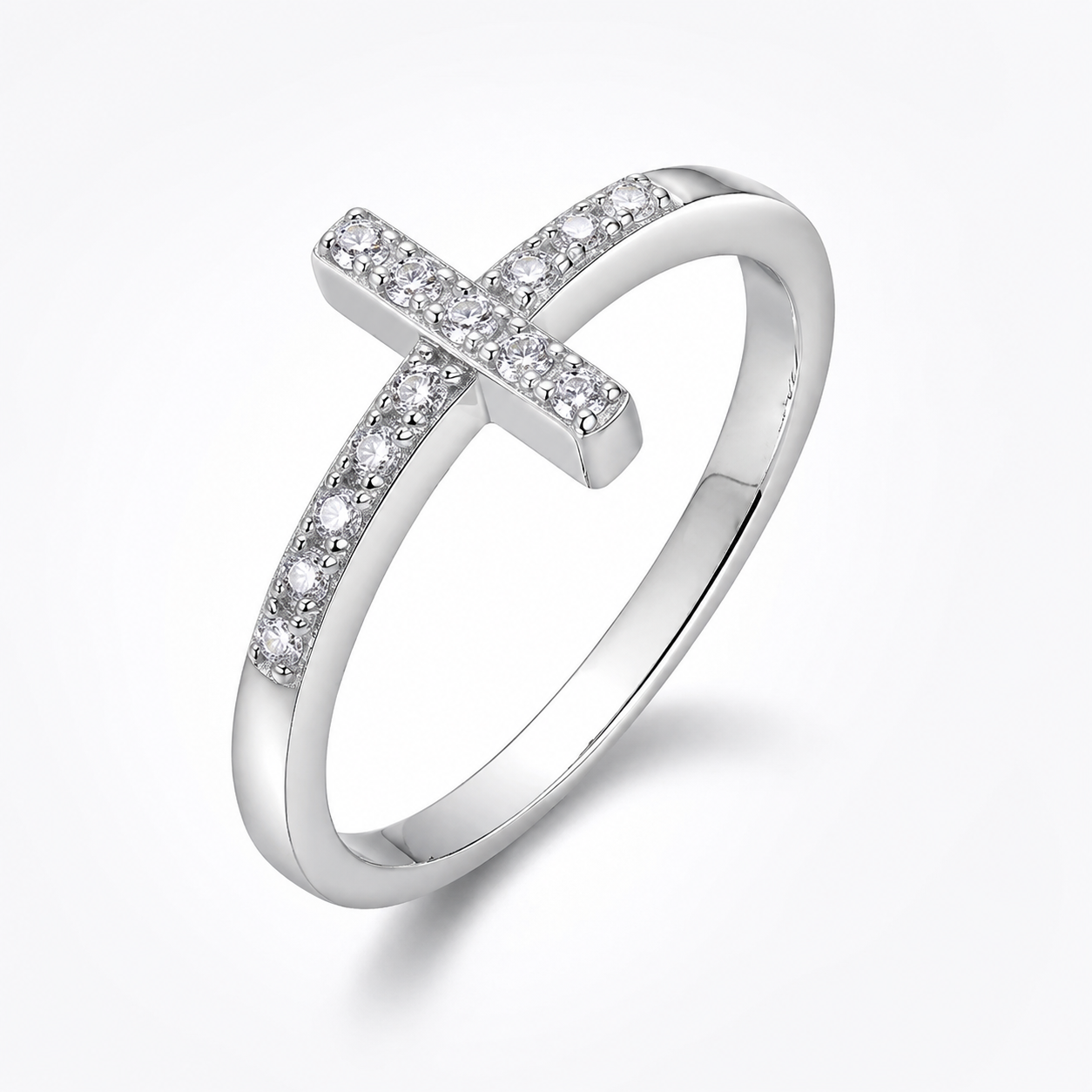 ChatGPT Image 2026年6月6日 14_23_29 (3) Sparkling X Cross Ring – White Gold Plated Minimalist Promise Ring for Women | Sunshine Jewelry - Image 1