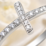 Sparkling X Cross Ring – White Gold Plated Minimalist Promise Ring for Women | Sunshine Jewelry - Image 4